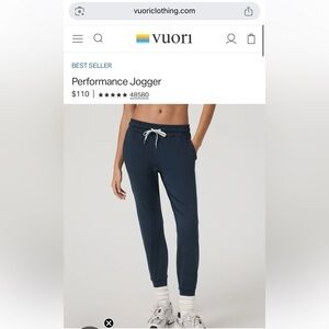 LIKE NEW: Vuori Performance Joggers, Size Medium Heathered Blue